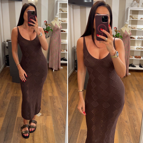 dress mykonos - MARRONE