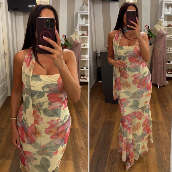 dress selene fiori - GIALLO