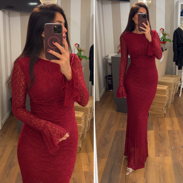 dress chantilly - BORDO