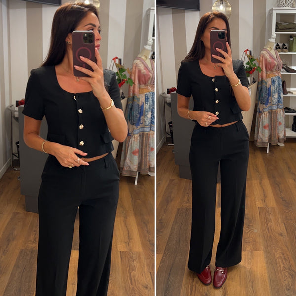 pantalone palazzo - NERO