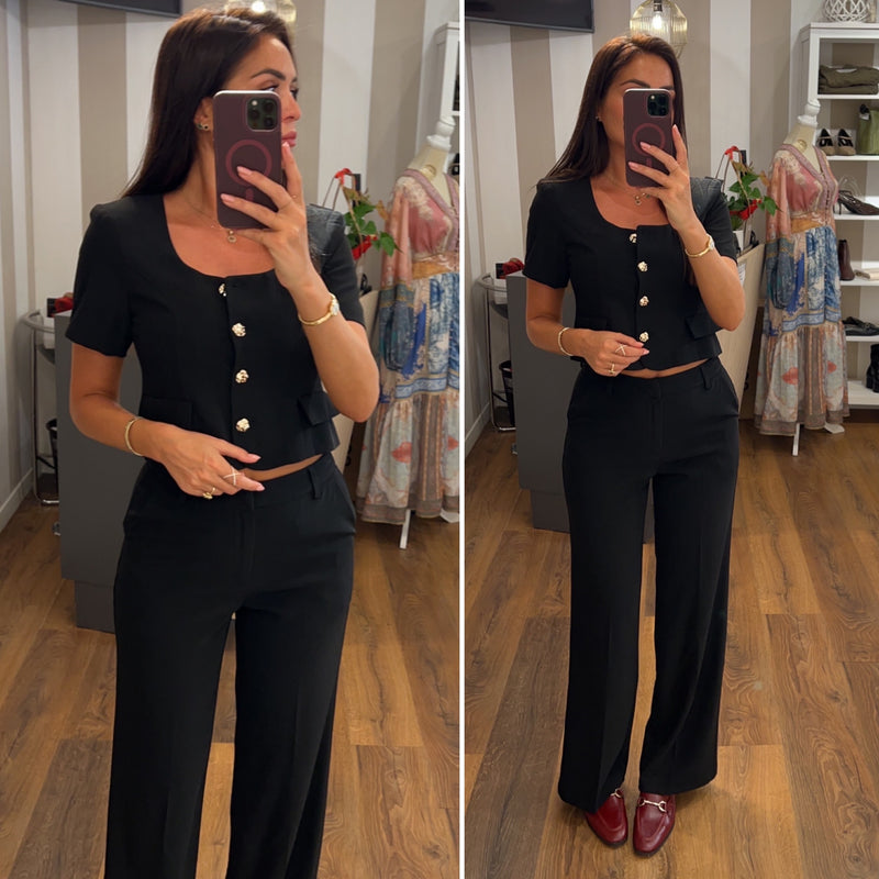 pantalone palazzo - NERO