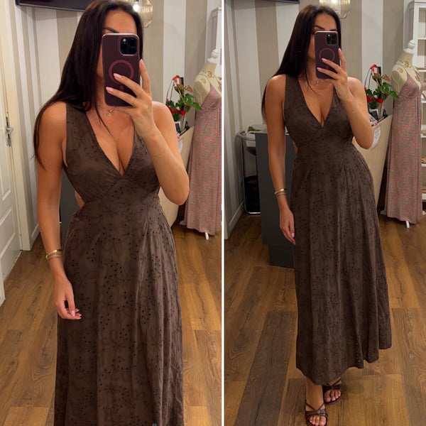 dress sangallo - MARRONE