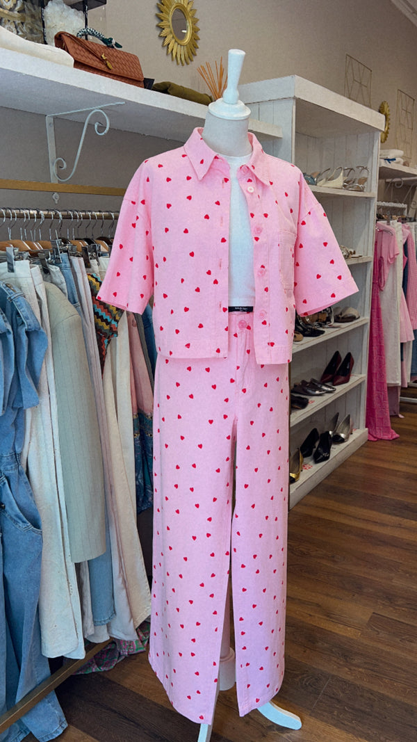 pantalone pink hearts - ROSA