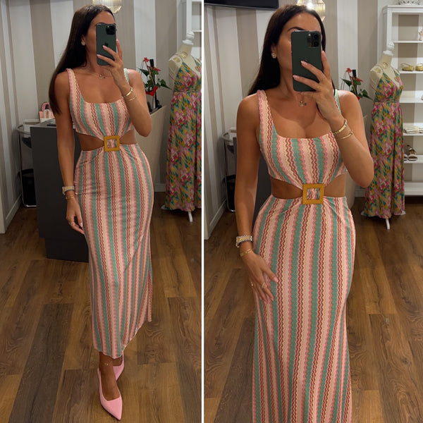 dress nora - rosa /verde