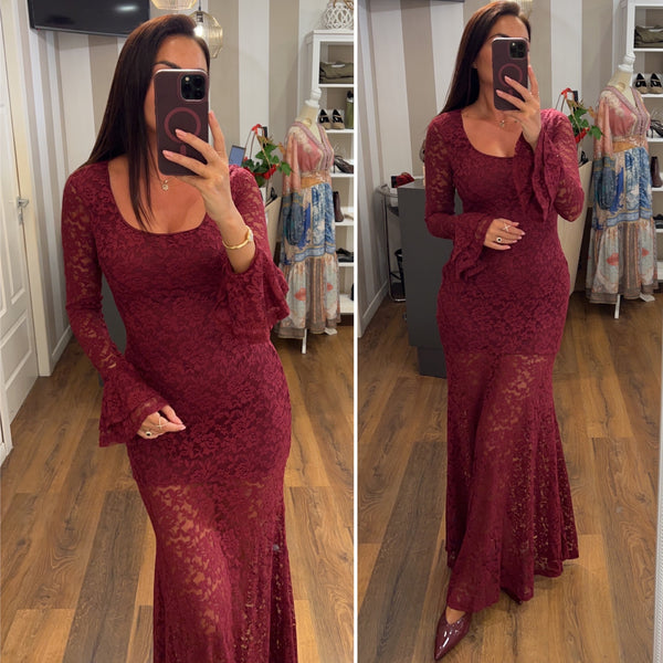 dress dantelle - BORDO