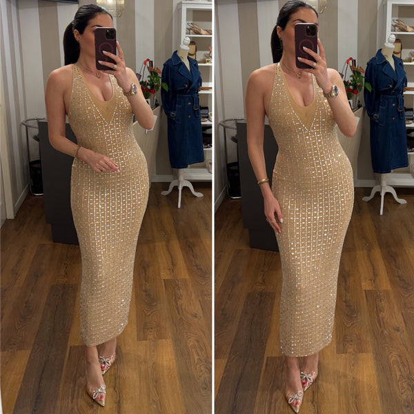 dress krystal - NUDE