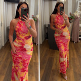 dress peach - fiorato