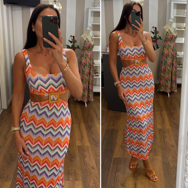 dress nora - ARANCIO/VIOLA